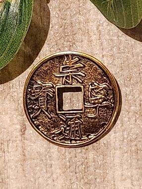 TierraCast Chinese Coin Design Brooch Finding in an Antiqued Gold Finish